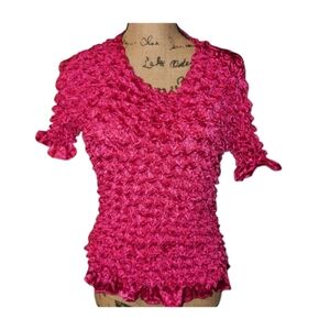 Magic Bubble Popcorn Crinkle Short Sleeve Top Shirt